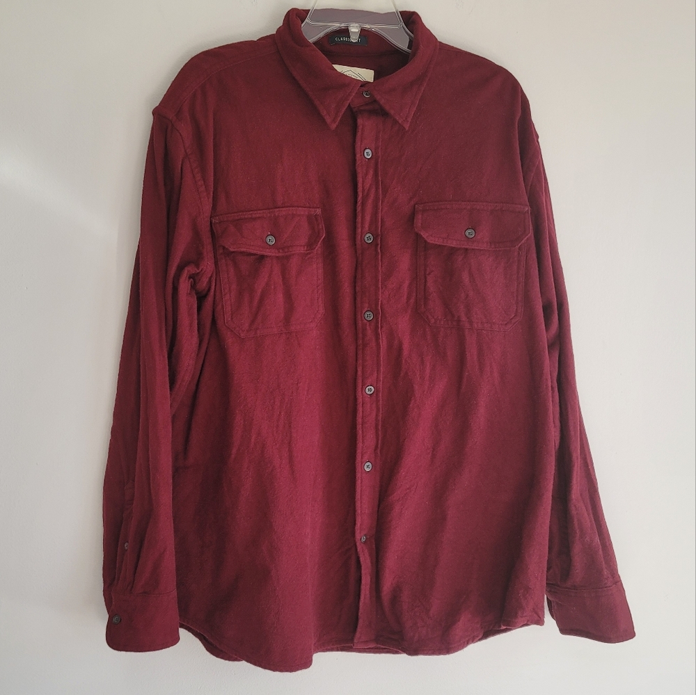 St John’s Bay Burgundy Button Down 100% Cotton Size XL